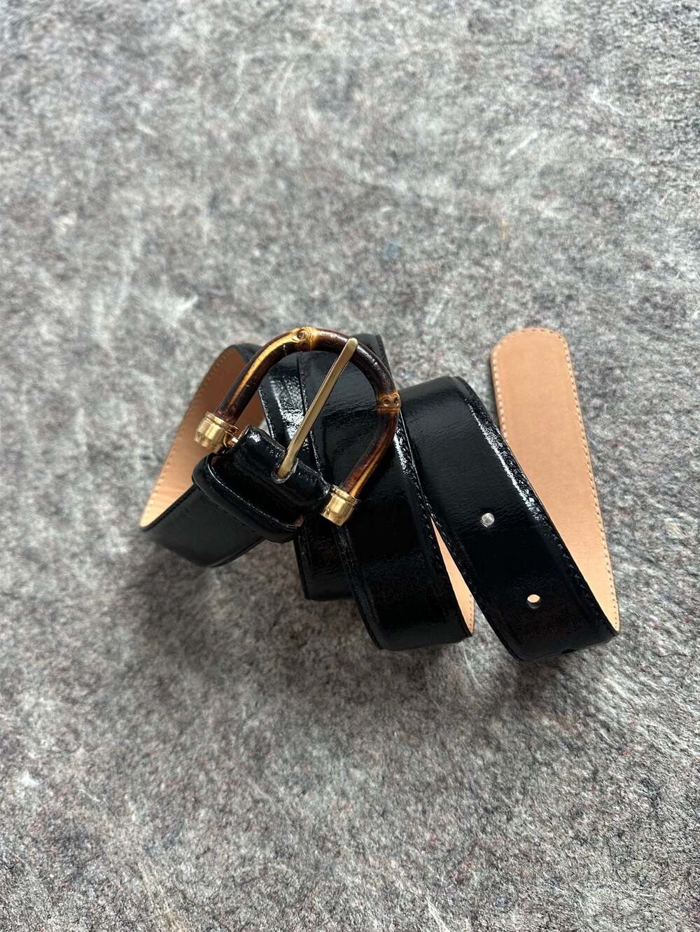 Vintage Talbots Black Genuine Leather Belt Bamboo Buckle Men’s 40”